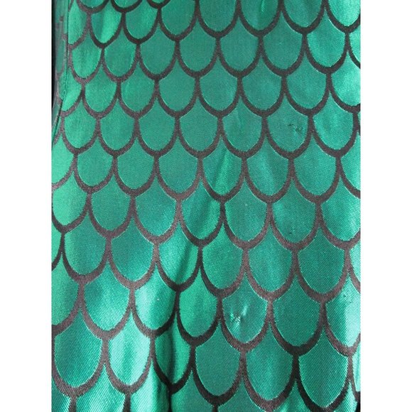 Vintage Emerald Green Black Scale Floral Damask Cocktail Formal by Moza USA Made - Picture 4 of 12